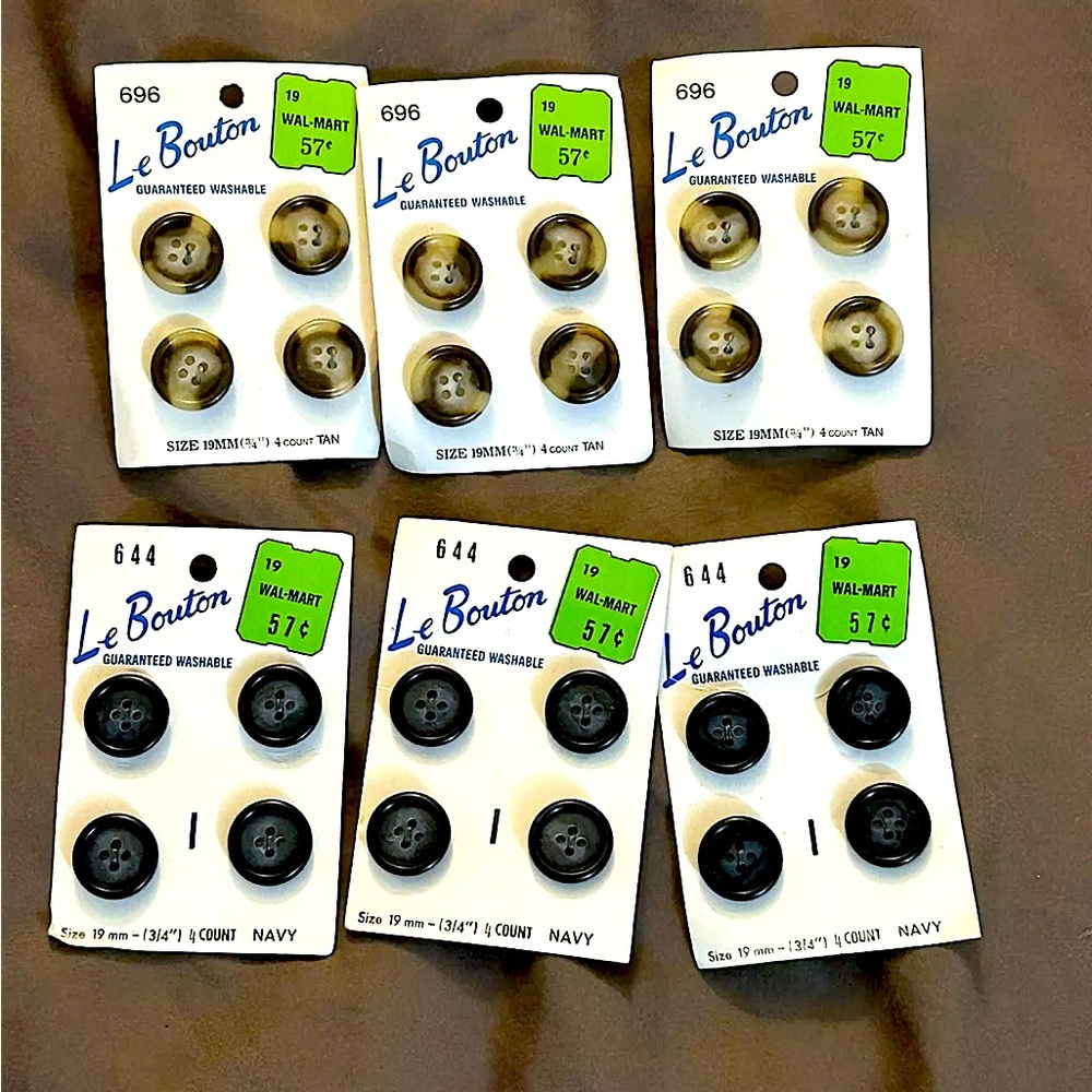 Vintage Lot Of Le Bouton buttons Navy & Tan NEW (total 24)